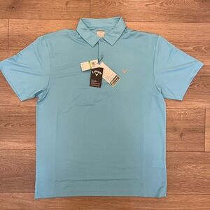 Callaway Golf Polo Shirt Mens Large Opti Dri Blue Short Sleeve Performance
